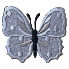 Schmetterlings-Emblem-Aufnäher zum Aufbügeln in Grau