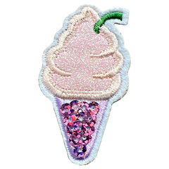 Eiscreme-Kegel-Eiscreme-Glitzer-Paillette-Aufnäher zum Aufbügeln