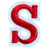 Alfabet Letter S Embleem Strijk Patch Rood Wit