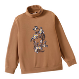 Bloesem Bloemen Tak Strijk Embleem Patch Rechts Wit op een bruine sweater