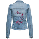 Blüten-Blumen-Zweig-Emblem-Aufnäher zum Aufbügeln, dunkelrosa