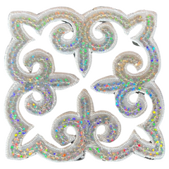 Tribal Paillette Silber Weiß Pailletten Cosplay Bügelbild Emblem Aufnäher