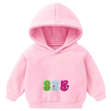 Cijfer Nummer 8, 2 en 5 Strijk Embleem Patches Multicolor op een kleine roze hoodie