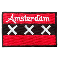 Amsterdam Text Flagge Wappen Bügelbild Emblem Aufnäher