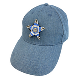 Ster Op Naai Patch Kralen Fashion Part op een blauwe cap