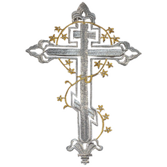 Kreuz-Kreuz-Emblem-Aufnäher zum Aufbügeln, silberfarben