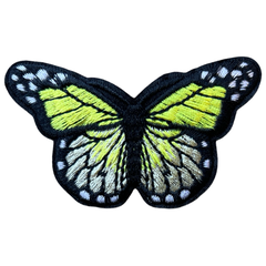 Schmetterling-Aufnäher zum Aufbügeln, Zitronengelb, Schwarz