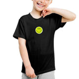 Smiley Strijkpatch Twinkle Pailletten Opstrijkbaar op een zwart t-shirtje