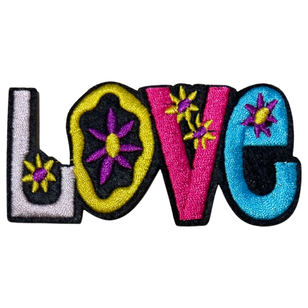 Love Tekst Flowerpower Strijk Embleem Patch