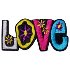 Aufnäher „Love Text Flowerpower“ mit Emblem zum Aufbügeln