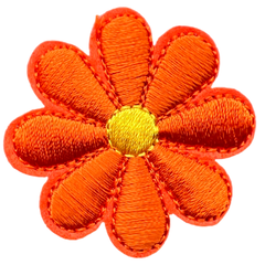 Gänseblümchen-Blumen-Emblem-Aufnäher zum Aufbügeln, Orange