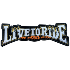 Live To Ride Text Biker Emblem zum Aufbügeln, Weiß