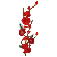 Blüten-Blumenzweig-Emblem zum Aufbügeln, Rot