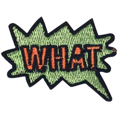 Welcher Aufnäher mit Aufnäher „What Text Cloud“ im Comic-Stil zum Aufbügeln