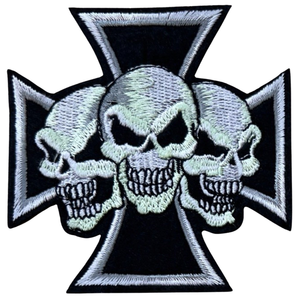 Totenkopf-Emblem-Aufnäher mit Totenkopf-Kreuz zum Aufbügeln