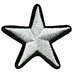 Stern-Emblem-Aufnäher zum Aufbügeln, silberfarben