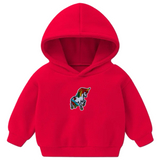 Eenhoorn Strijk Embleem Patch Rood Hartje op een kleine rode hoodie