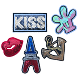 Kiss Paillette Strijk Embleem Patch Set 5 Stuks