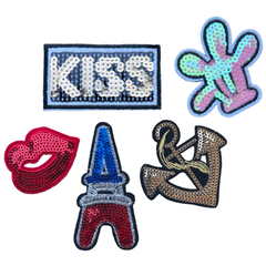 Kiss Paillette-Emblem-Patch-Set zum Aufbügeln, 5-teilig