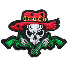 Cowboy-Hut-Totenkopf-Pistolen-Emblem-Aufnäher zum Aufbügeln