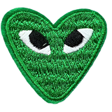 Hart Hartje Met Oogjes Strijk Embleem Patch Groen