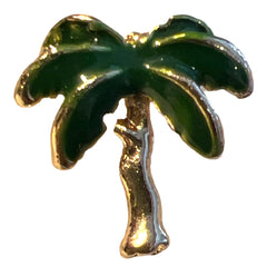 Kleine goldene Emaille-Anstecknadel mit grüner Palme