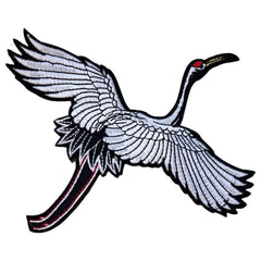 Vogel-Kranich-XL-Emblem-Aufnäher zum Aufbügeln links
