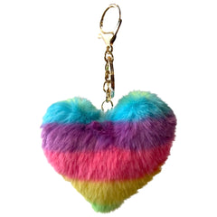Schlüsselanhänger Plüsch-Herz-Regenbogen-Druck-Taschenanhänger