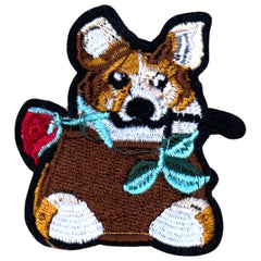 Corgi-Hunderose-Emblem-Aufnäher zum Aufbügeln