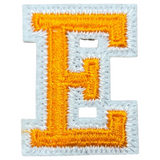 Alfabet Letter E Strijk Embleem Patch Oranje Wit