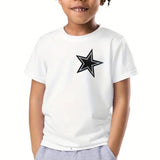 Ster Patch Geborduurd Opstrijkbaar op een wit t-shirtje