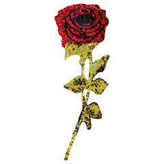 XXXL-Emblem-Aufnäher zum Aufbügeln mit Rosen-Pailletten