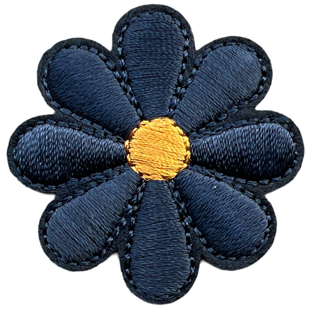 Madelief Bloemetje Strijk Embleem Patch Marine Blauw