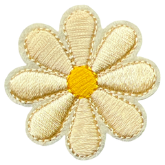 Gänseblümchen-Emblem-Aufnäher zum Aufbügeln, hellbeige
