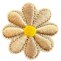 Gänseblümchen-Emblem-Aufnäher zum Aufbügeln, Beige