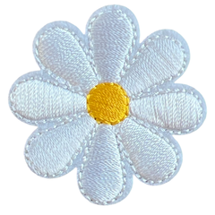 Margriet Blumen-Emblem-Aufnäher zum Aufbügeln, Weiß