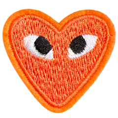 Orangefarbenes Herz mit Augen zum Aufbügeln, Emblem-Aufnäher