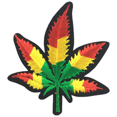Unkraut-Hanf-Cannabis-Blatt mit Rasta-Farben zum Aufbügeln
