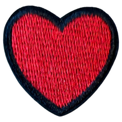 Herz-Emblem-Aufnäher mit rotem und schwarzem Rand zum Aufbügeln