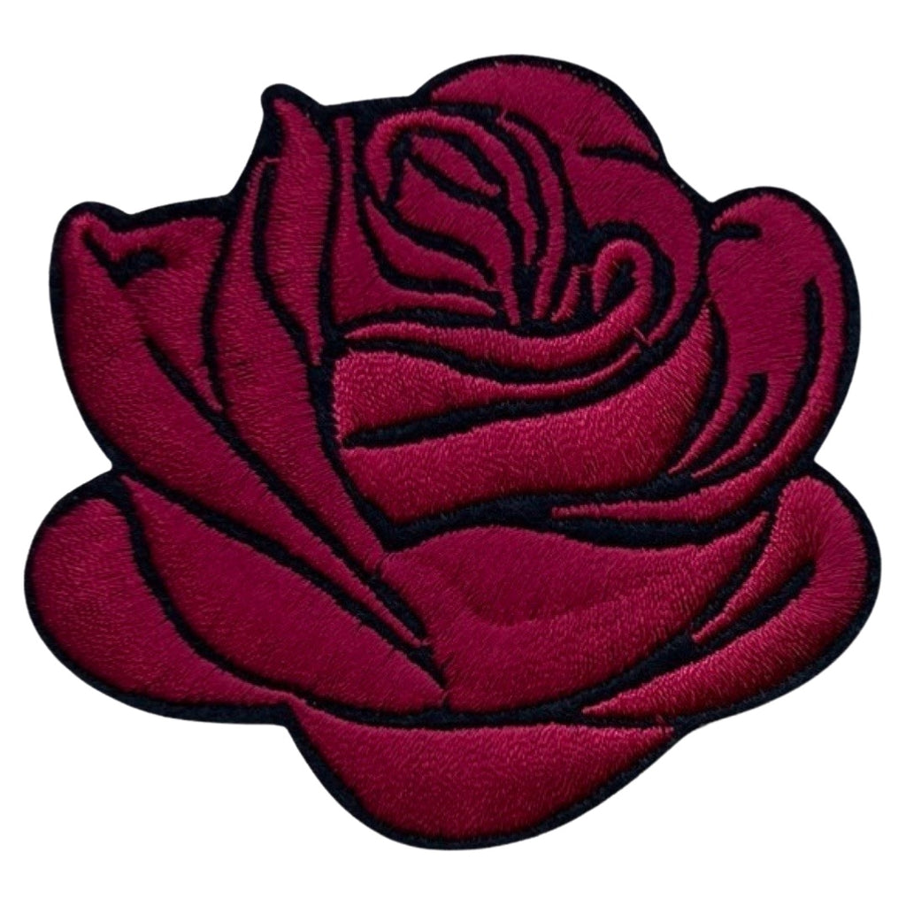 Roos Bloem Bordeaux Rood Strijk Embleem Patch