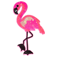 Aufnäher mit Flamingo-Pailletten-Emblem XL zum Aufbügeln