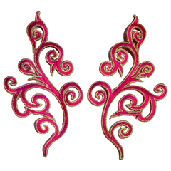 Cosplay venezianische Spitze mit Pailletten, Aufnäher-Set zum Aufbügeln, Fuchsia