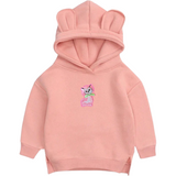 Poes Kat Poesje Strijk Embleem Patch Roze op een zalm roze kleine hoodie