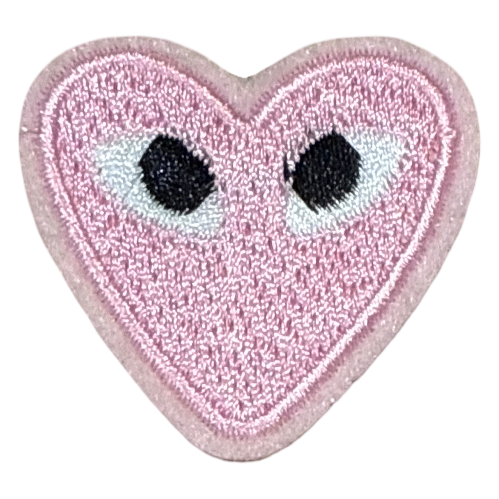 Hartje Met Oogjes Strijk Embleem Patch Licht Roze