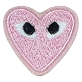 Hartje Met Oogjes Strijk Embleem Patch Licht Roze