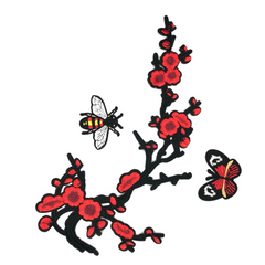 Blüten-Schmetterling-Biene-Emblem-Patch-Set zum Aufbügeln, 3-teilig