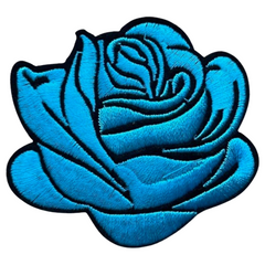 Aufnäher mit Aufnäher „Rose Roses Flower Floral“ zum Aufbügeln, Emblem, Blau