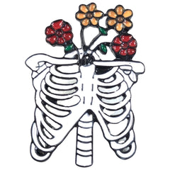 Skelett Skelett Rippen Floral Emaille Pin