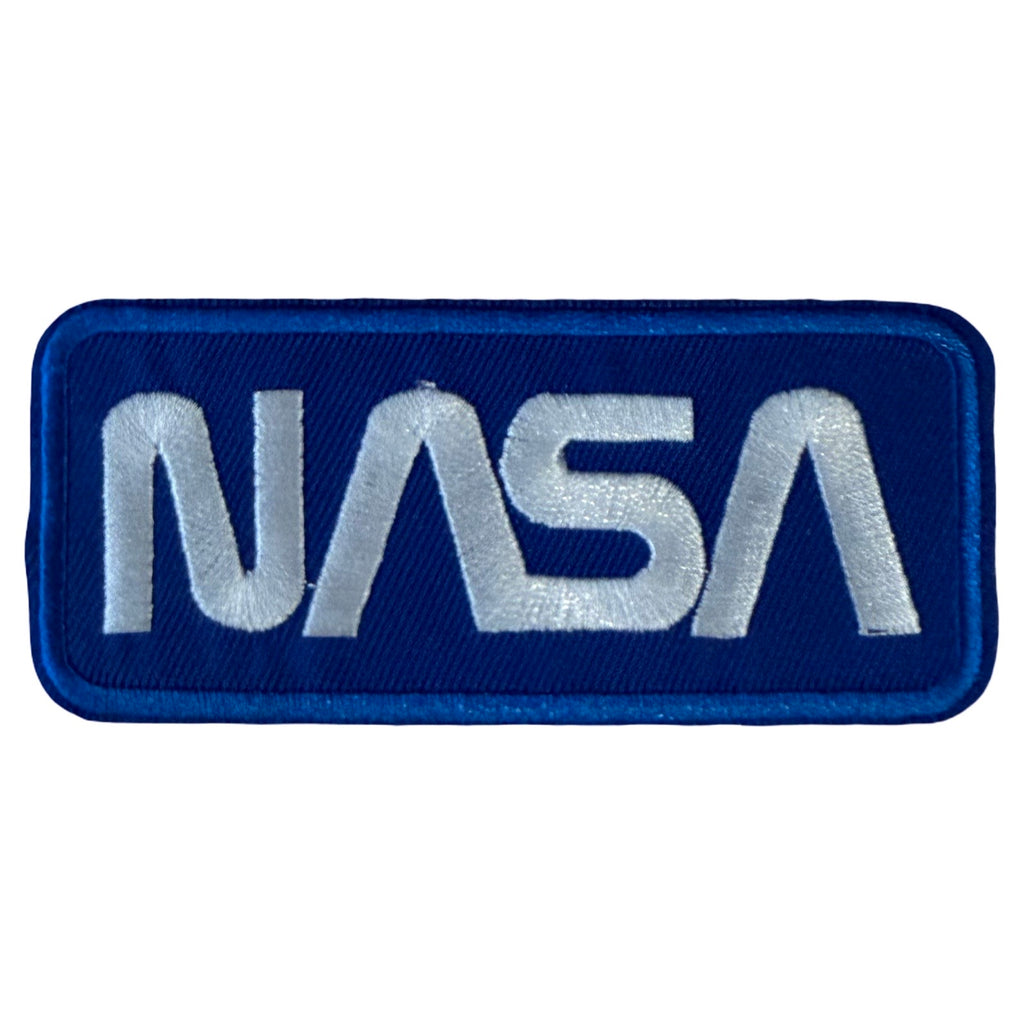 Nasa-Text-Emblem zum Aufbügeln, Blau und Weiß