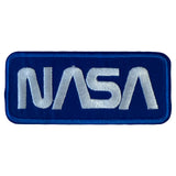 Nasa-Text-Emblem zum Aufbügeln, Blau und Weiß